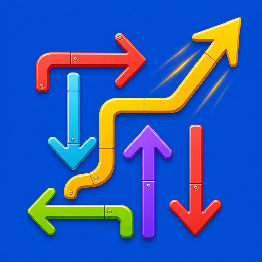 Colorful bent arrows on a bright blue background